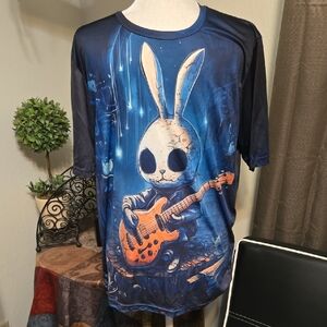 Men's Blue Dri-Fit Tee with Rabbit Design